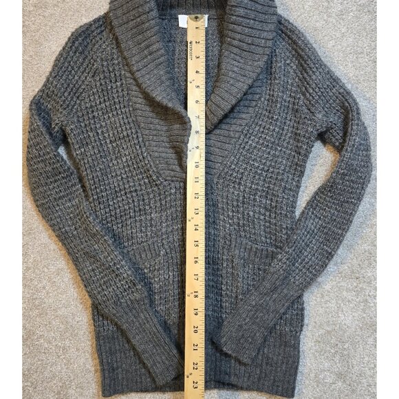 Ann Taylor Loft Gray Knit Sweater Alpaca Wool Roll Collar Pockets Pullover Sz XS - Picture 6 of 14